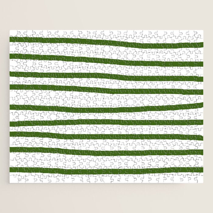 Simply Drawn Stripes in Jungle Green Jigsaw Puzzle Gallery Image 1
