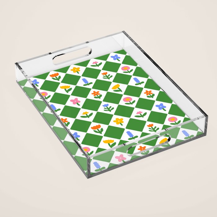 Colorful geometric flower art pattern Acrylic Tray Gallery Image 1