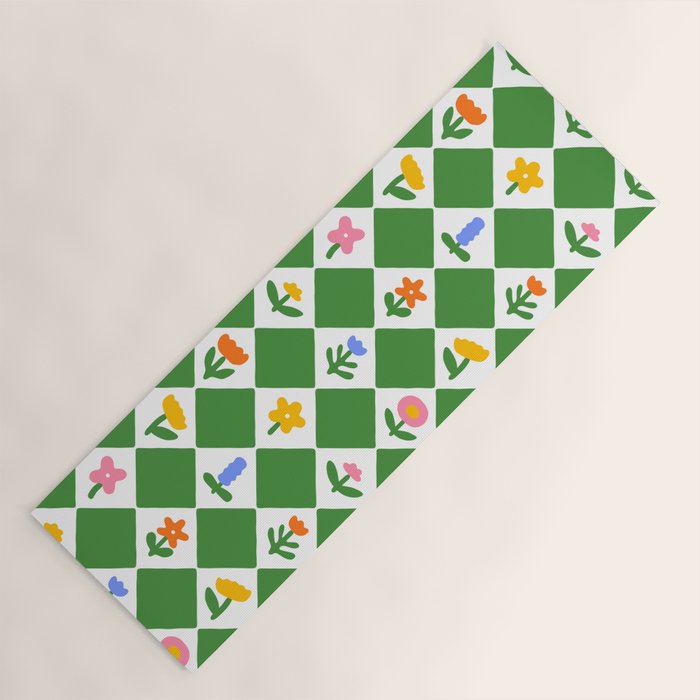 Colorful geometric flower art pattern Yoga Mat Gallery Image 1