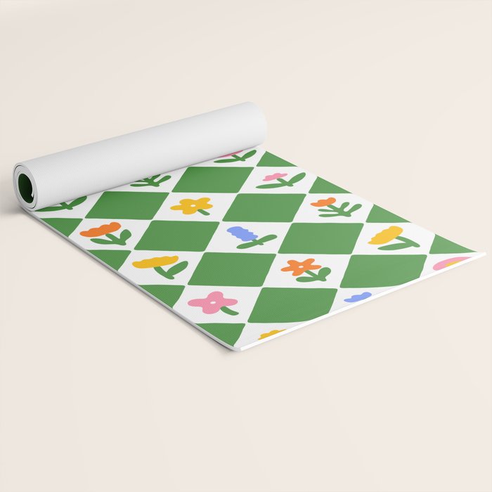 Colorful geometric flower art pattern Yoga Mat Gallery Image 2