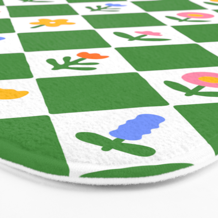 Colorful geometric flower art pattern Bath Mat Gallery Image 3