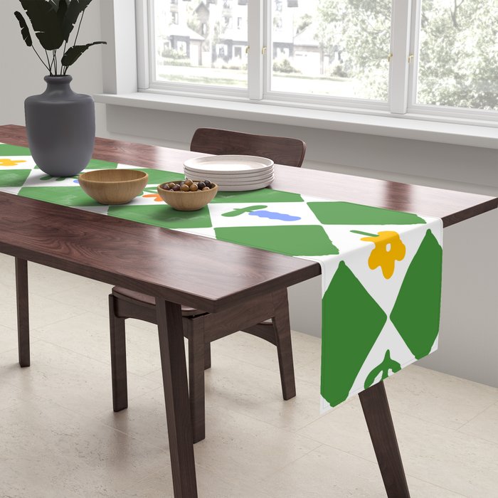 Colorful geometric flower art pattern Table Runner Gallery Image 2