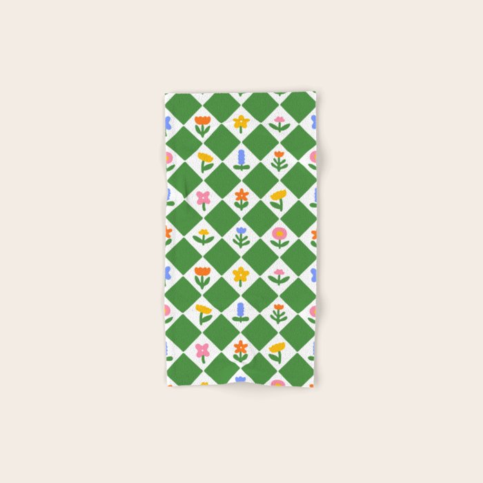 Colorful geometric flower art pattern Bath Towel Gallery Image 1