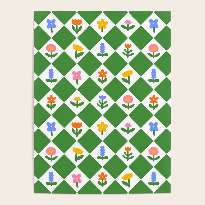 Colorful geometric flower art pattern Poster Gallery Image 1