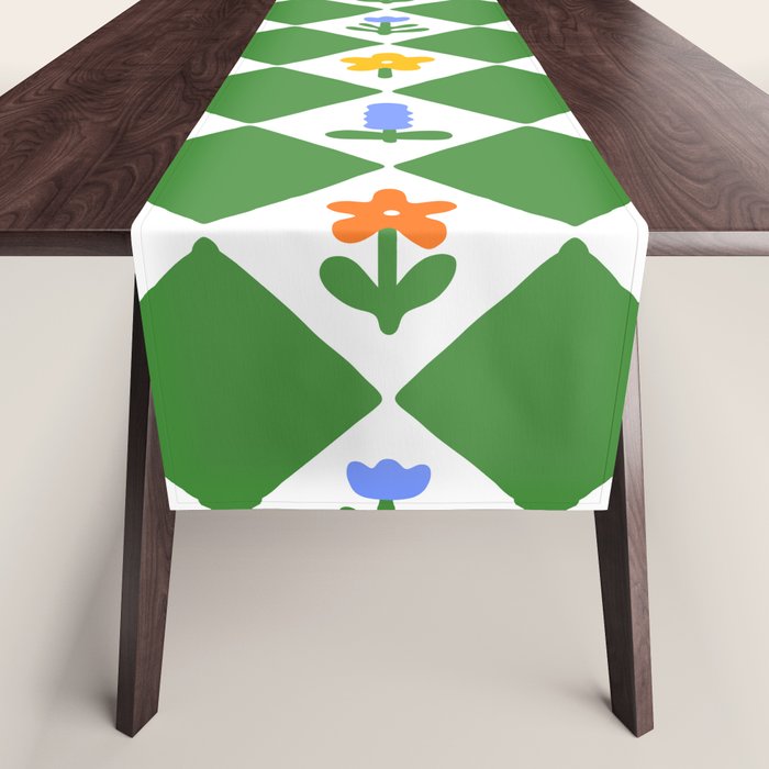 Colorful geometric flower art pattern Table Runner Gallery Image 1