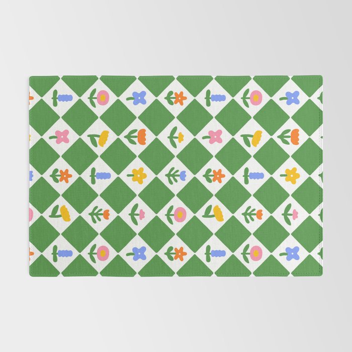 Colorful geometric flower art pattern Rug Gallery Image 2