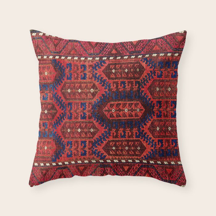 Baluch  Antique  Khorasan Persian Rug Print Throw Pillow Gallery Image 6
