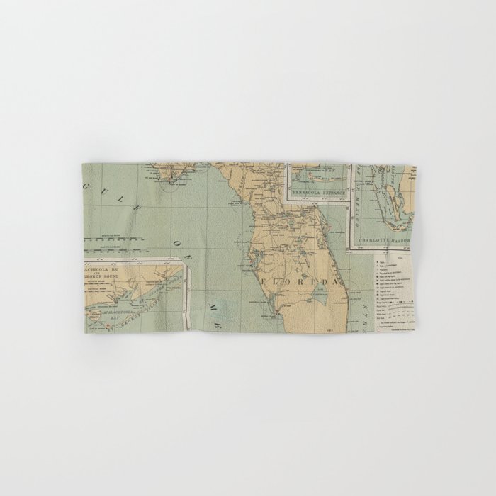 Vintage Lighthouse Map of Florida (1898) Bath Towel Gallery Image 1