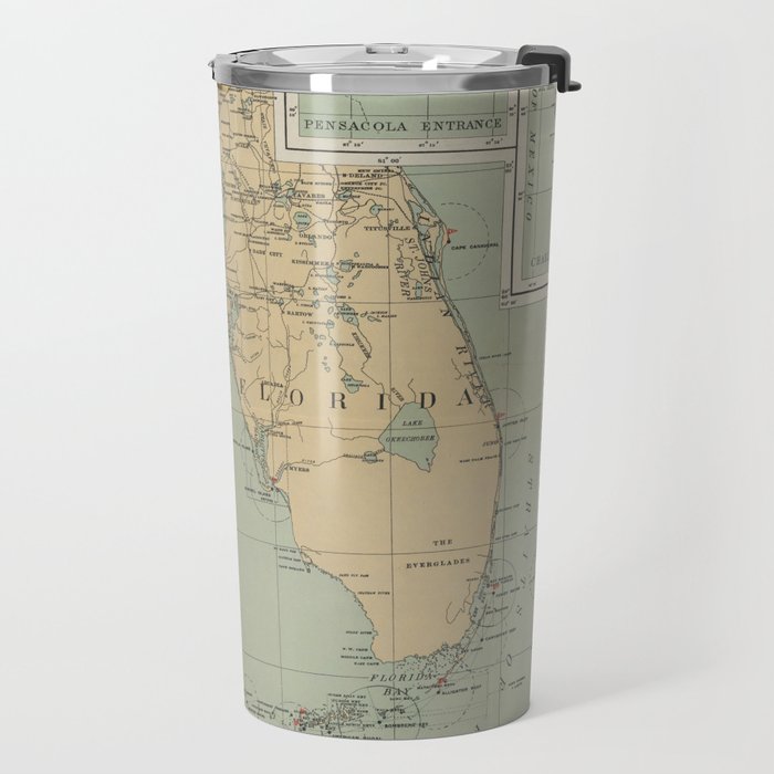 Vintage Lighthouse Map of Florida (1898) Travel Mug Gallery Image 2