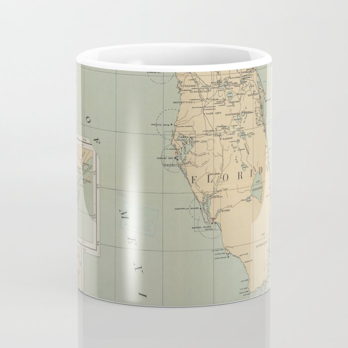 Vintage Lighthouse Map of Florida (1898) Coffee Mug Gallery Image 4