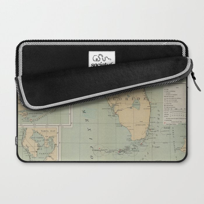 Vintage Lighthouse Map of Florida (1898) Laptop Sleeve Gallery Image 2