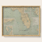 Vintage Lighthouse Map of Florida (1898) Serving Tray Gallery Image 1