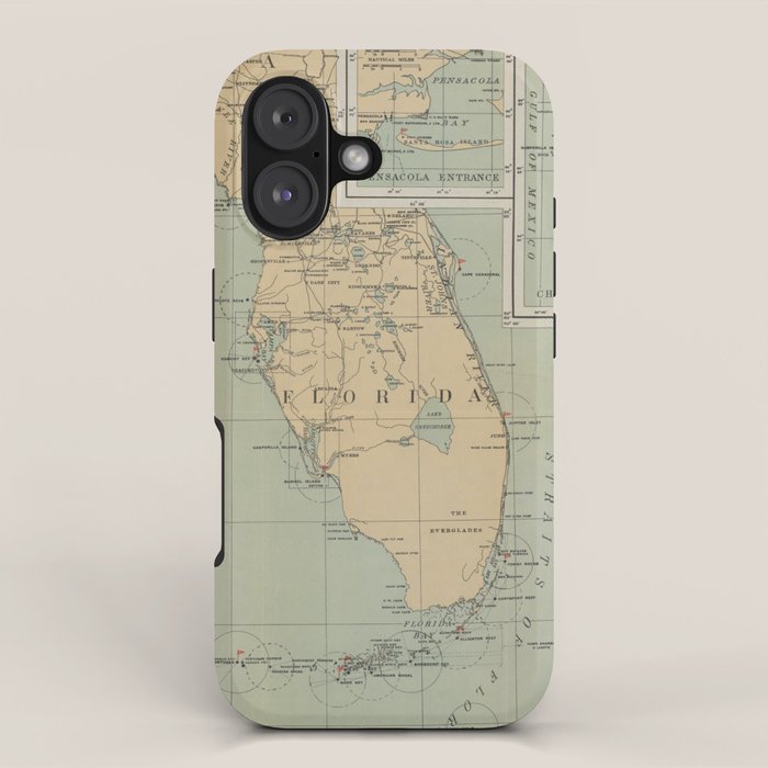 Vintage Lighthouse Map of Florida (1898) iPhone Case Gallery Image 1