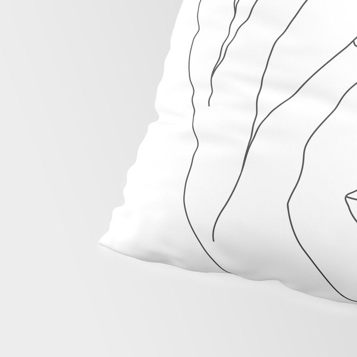Minimal Line Art Woman with Hands on Face Pillow Sham Gallery Image 4