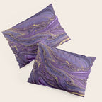 Purple Marble Glitter Gold Fluid Painting Pouring Jupiter Surface Glamorous Shiny Metallic Accents Pillow Sham Gallery Image 3