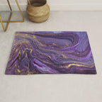 Purple Marble Glitter Gold Fluid Painting Pouring Jupiter Surface Glamorous Shiny Metallic Accents Rug Gallery Image 1