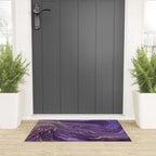 Purple Marble Glitter Gold Fluid Painting Pouring Jupiter Surface Glamorous Shiny Metallic Accents Welcome Mat Gallery Image 3