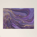 Purple Marble Glitter Gold Fluid Painting Pouring Jupiter Surface Glamorous Shiny Metallic Accents Welcome Mat Gallery Image 1