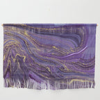 Purple Marble Glitter Gold Fluid Painting Pouring Jupiter Surface Glamorous Shiny Metallic Accents Wall Hanging Gallery Image 1