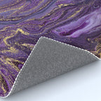 Purple Marble Glitter Gold Fluid Painting Pouring Jupiter Surface Glamorous Shiny Metallic Accents Rug Gallery Image 4