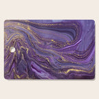Purple Marble Glitter Gold Fluid Painting Pouring Jupiter Surface Glamorous Shiny Metallic Accents Cutting Board Gallery Image 1