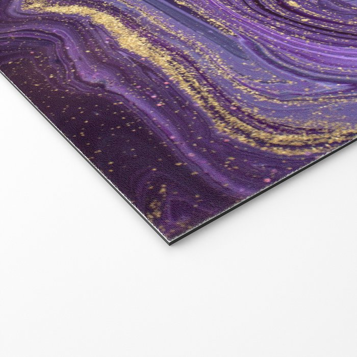 Purple Marble Glitter Gold Fluid Painting Pouring Jupiter Surface Glamorous Shiny Metallic Accents Welcome Mat Gallery Image 2