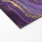 Purple Marble Glitter Gold Fluid Painting Pouring Jupiter Surface Glamorous Shiny Metallic Accents Welcome Mat Gallery Image 2