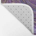 Purple Marble Glitter Gold Fluid Painting Pouring Jupiter Surface Glamorous Shiny Metallic Accents Bath Mat Gallery Image 2