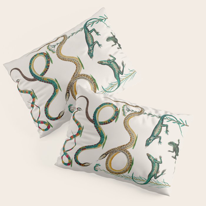 Albertus Seba Snakes And Lizards Teal Pillow Sham Gallery Image 3