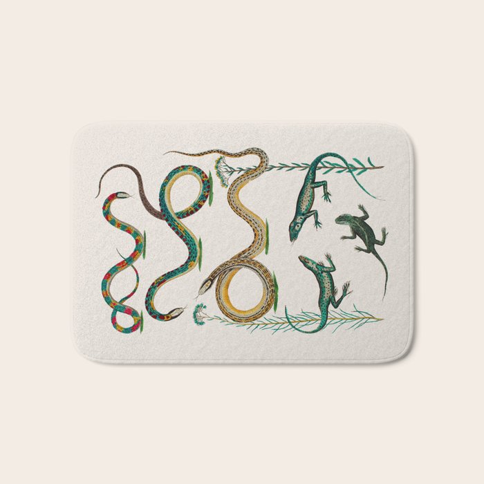Albertus Seba Snakes And Lizards Teal Bath Mat Gallery Image 1