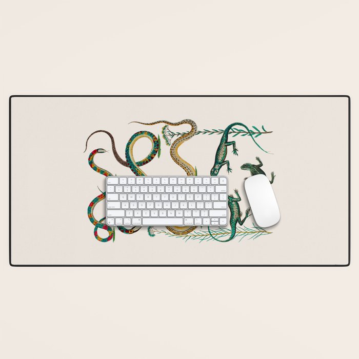 Albertus Seba Snakes And Lizards Teal Desk Mat Gallery Image 1