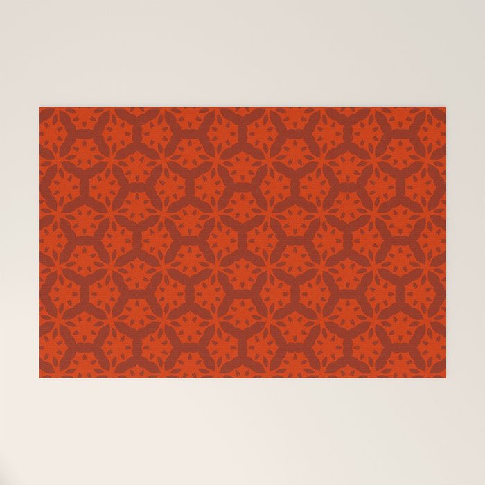 Rich Red Oriental Blooms Welcome Mat Gallery Image 1