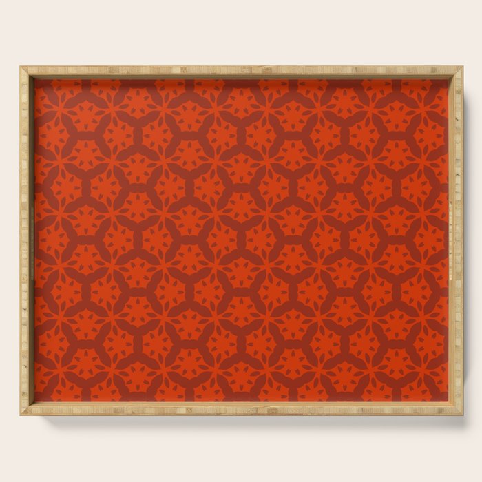 Rich Red Oriental Blooms Serving Tray Gallery Image 1