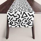 Abstract black and white line doodle pattern Table Runner Gallery Image 1