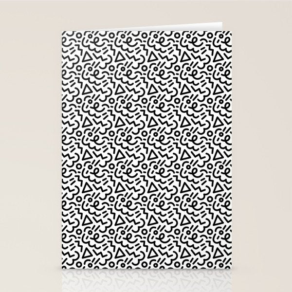 Abstract black and white line doodle pattern Stationery Card Gallery Image 1