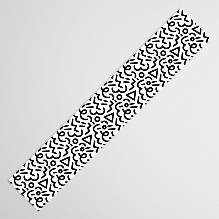 Abstract black and white line doodle pattern Table Runner Gallery Image 3