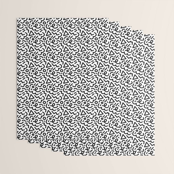 Abstract black and white line doodle pattern Wrapping Paper Gallery Image 3