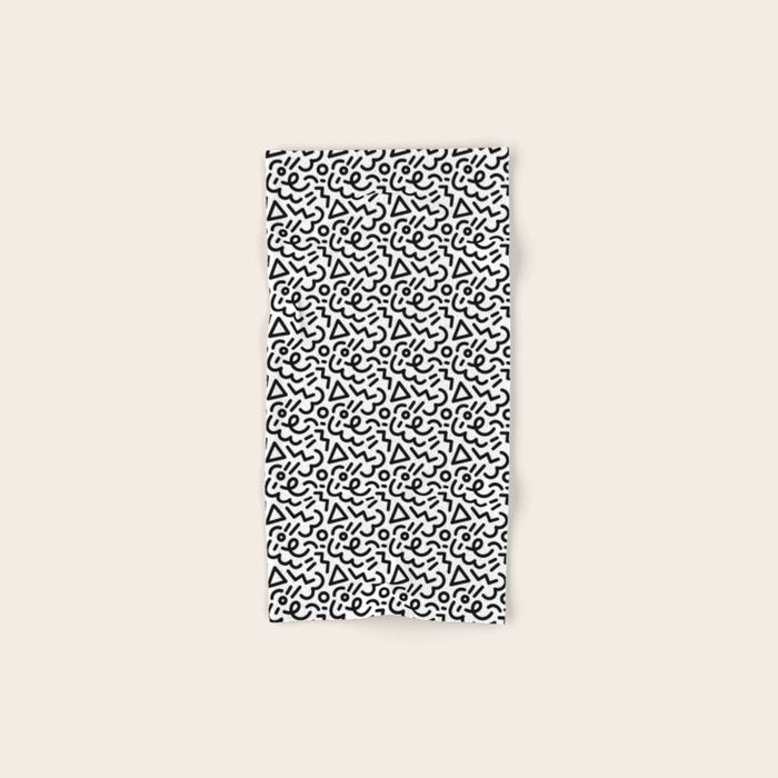 Abstract black and white line doodle pattern Bath Towel Gallery Image 1