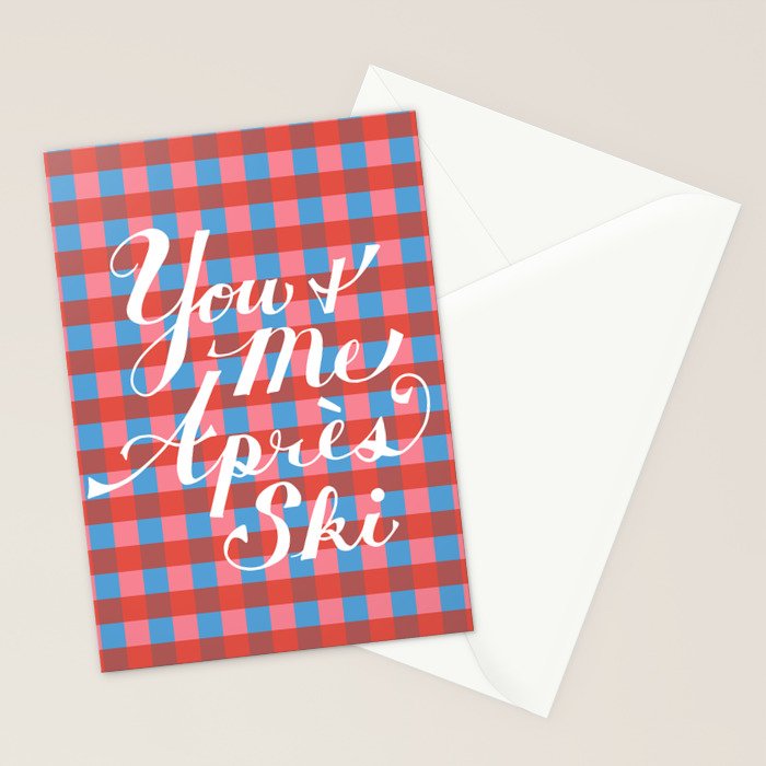 You and Me Apres Ski in Plaid Stationery Card Gallery Image 2