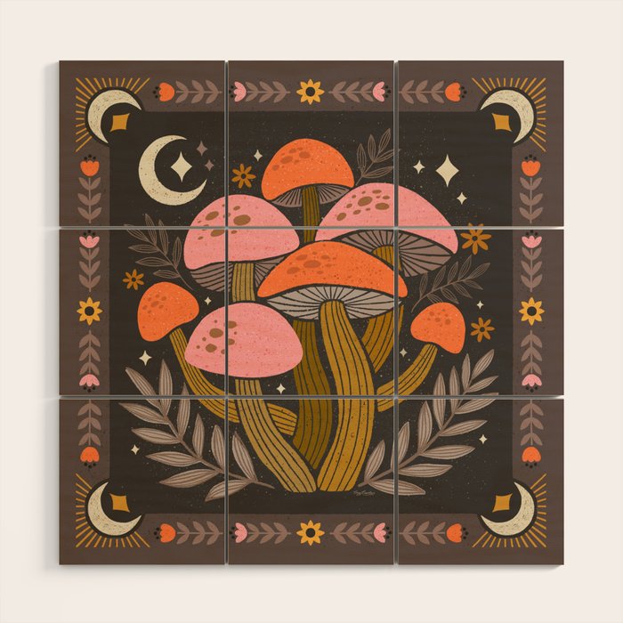Mushrooms and Moons - Dark Wood Wall Art Gallery Image 1