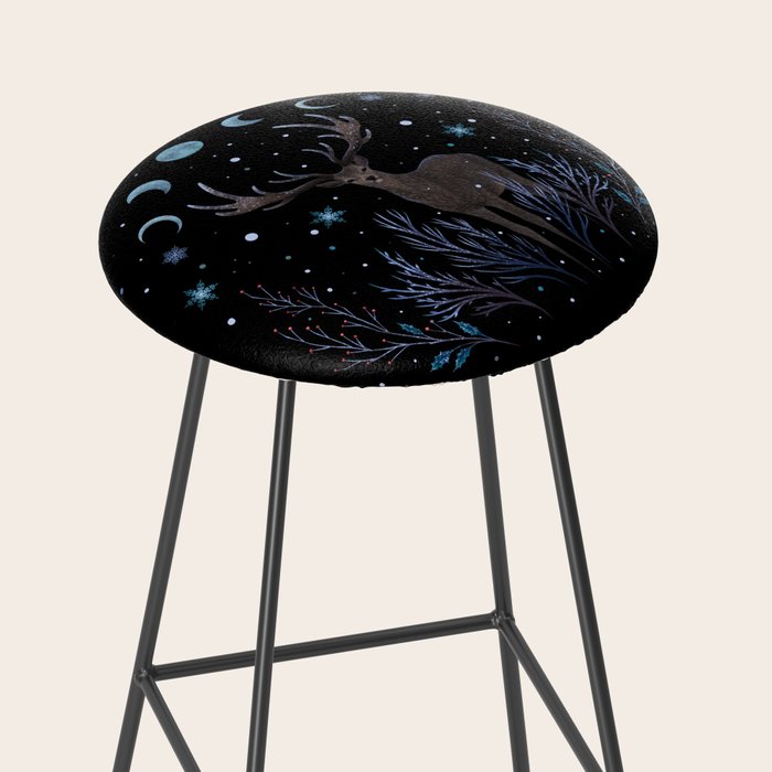 Deer in Winter Night Forest Stool Gallery Image 2