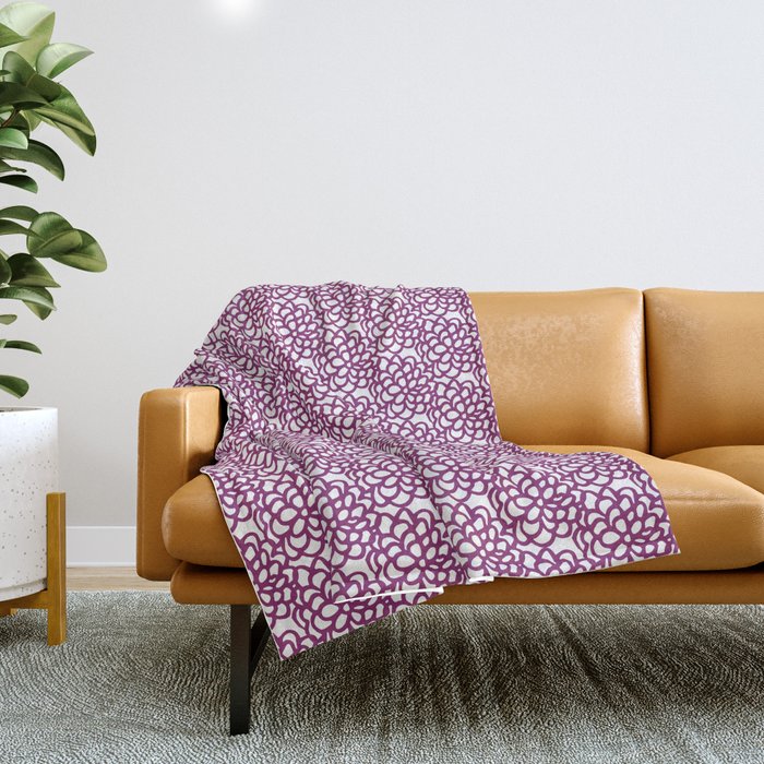 dahlia: purple floral pattern Throw Blanket Gallery Image 1