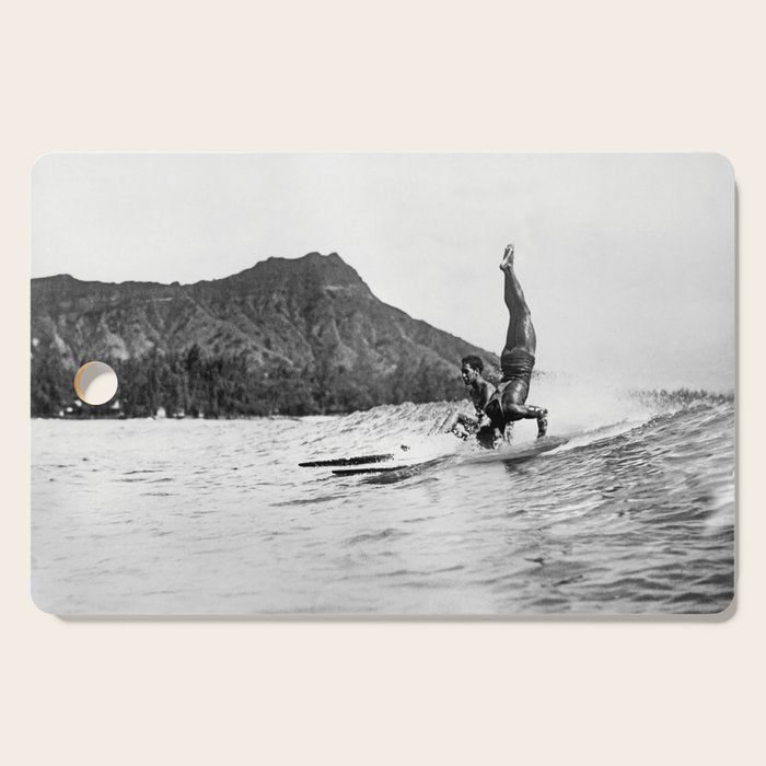 Surfing Diamond Head, Hawaii Cutting Board Gallery Image 1