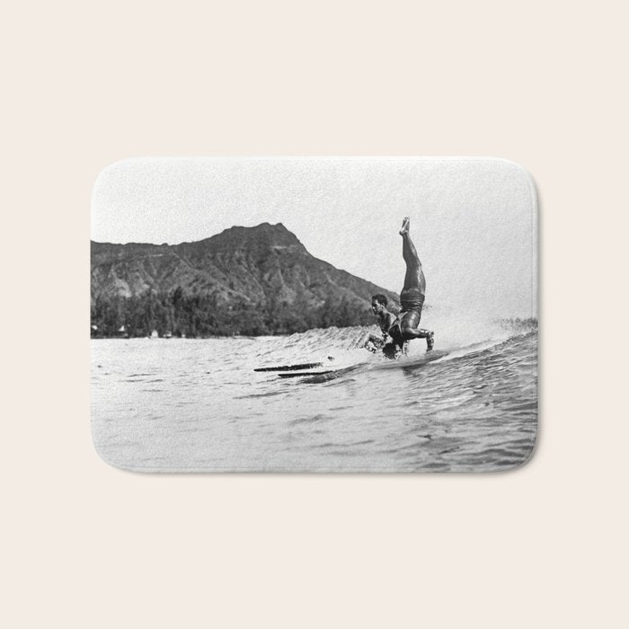 Surfing Diamond Head, Hawaii Bath Mat Gallery Image 1
