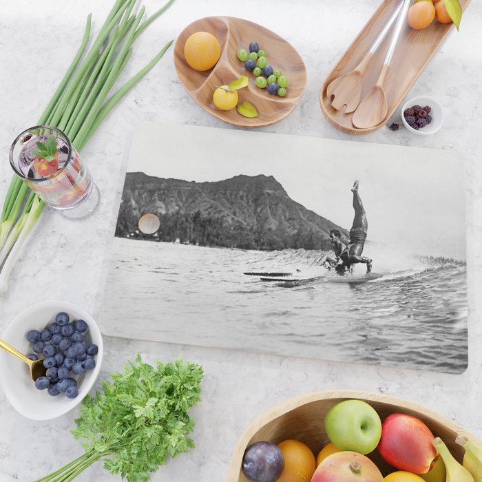 Surfing Diamond Head, Hawaii Cutting Board Gallery Image 2
