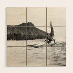 Surfing Diamond Head, Hawaii Wood Wall Art Gallery Image 1