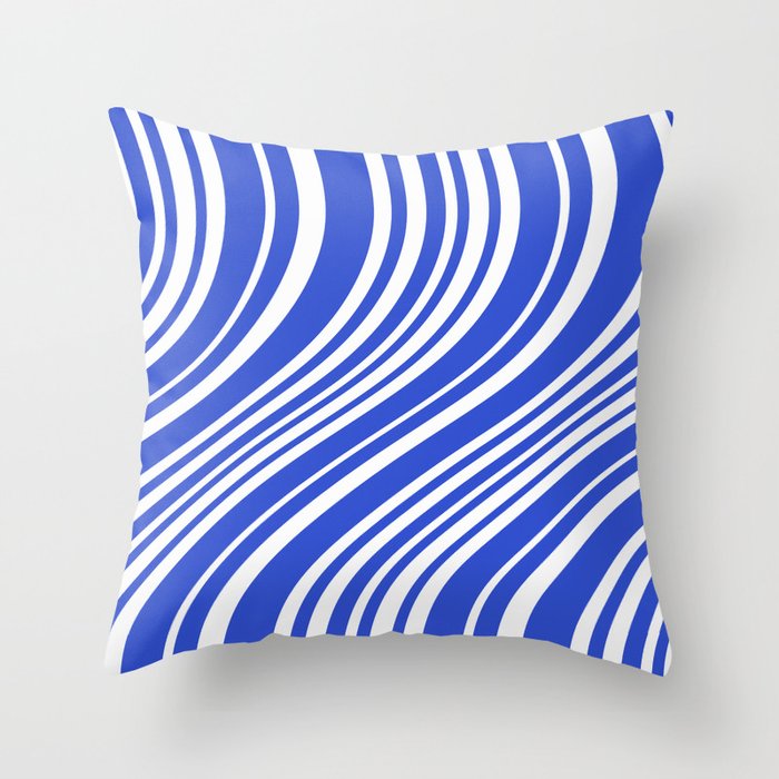  Wavy Stripes XXXIV - Bright Blue Throw Pillow Gallery Image 1