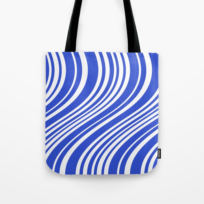  Wavy Stripes XXXIV - Bright Blue Tote Bag Gallery Image 1