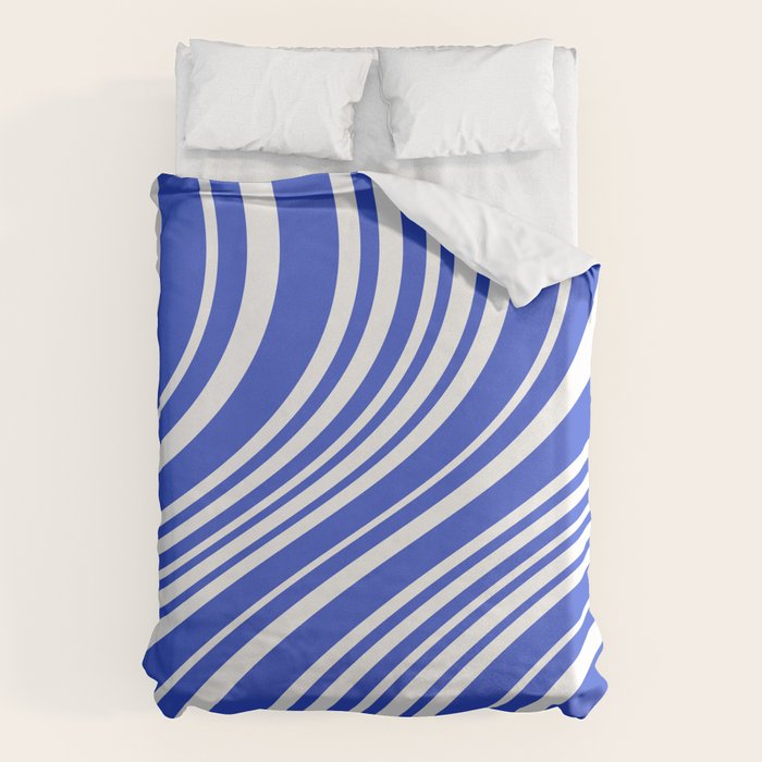 Wavy Stripes XXXIV - Bright Blue Duvet Cover Gallery Image 6