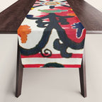 Ikat Suzani  Antique Uzbekistan Tribal Wedding Bedsheet Print Table Runner Gallery Image 1